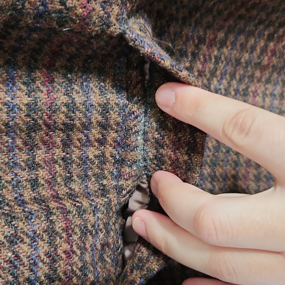 Wool Houndstooth Brown Blazer Jacket - image 4